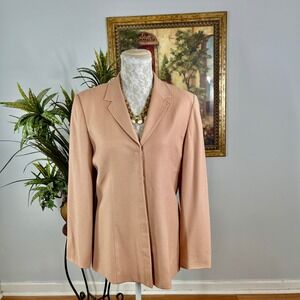 Morgan Miller Blazer Women Size 8 Peach 100% Wool Long Sleeve Button Front